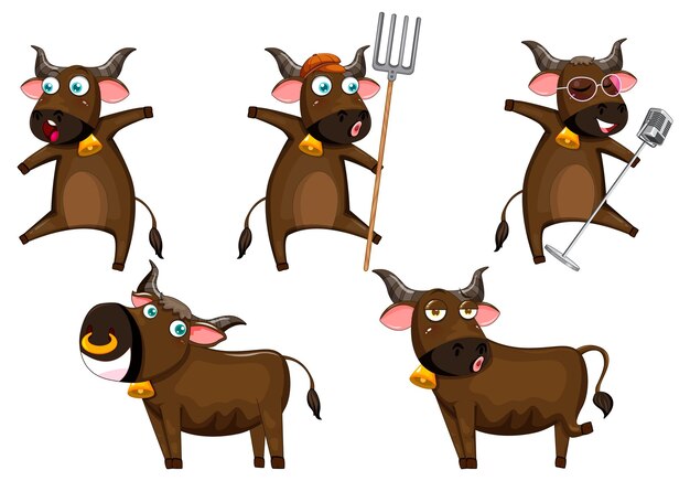 Personaje de dibujos animados de vaca marrón
