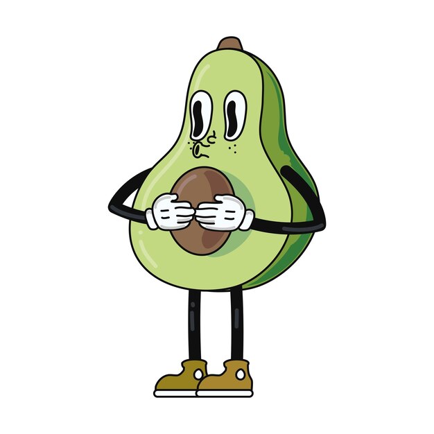 personaje de dibujos animados vegetal icono de aguacate aislado