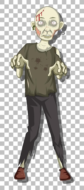 Vector gratuito personaje de dibujos animados zombie aterrador