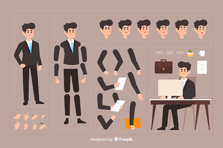 Vector gratuito personaje para diseño de movimiento