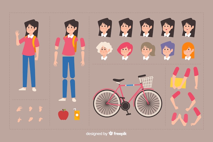 Vector gratuito personaje para diseño de movimiento