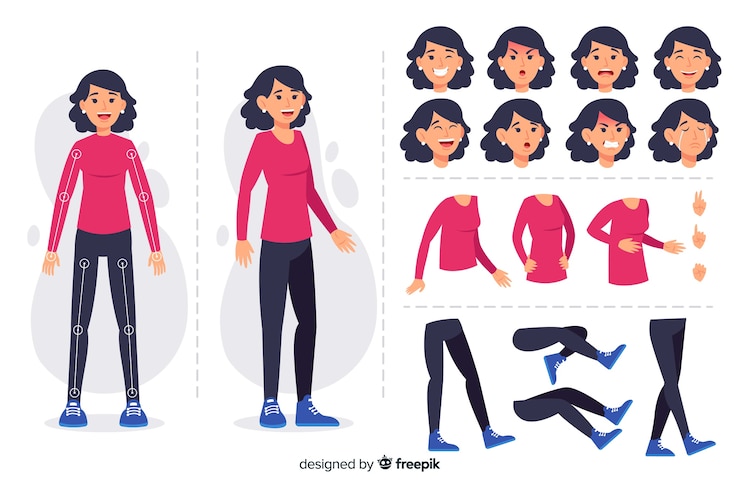 Vector gratuito personaje para diseño de movimiento