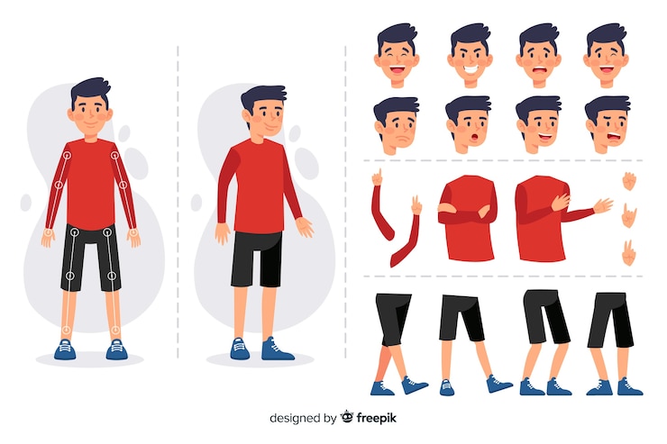 Vector gratuito personaje para diseño de movimiento