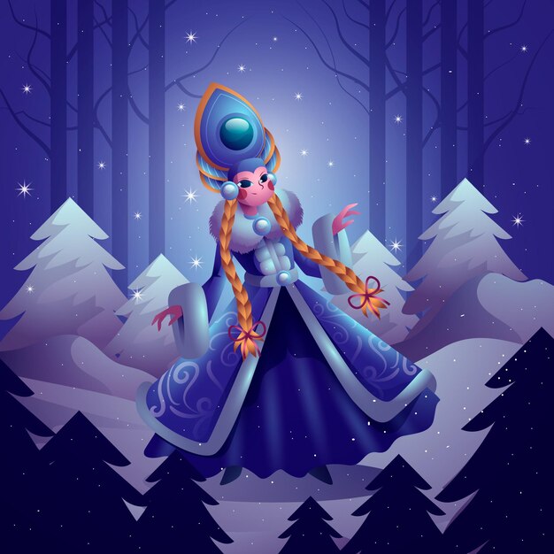 Personaje de doncella de nieve realista