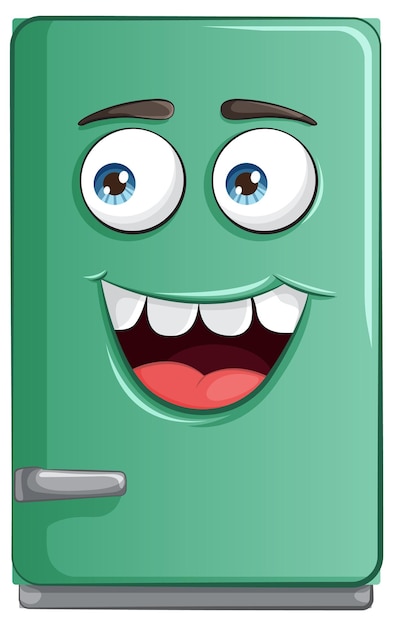 Vector gratuito el personaje feliz del refrigerador de dibujos animados