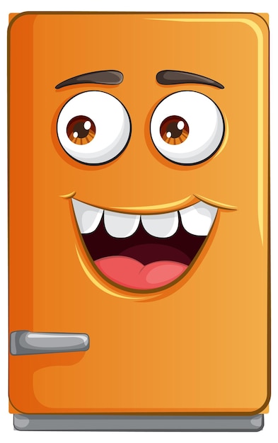 Vector gratuito el personaje feliz del refrigerador de dibujos animados