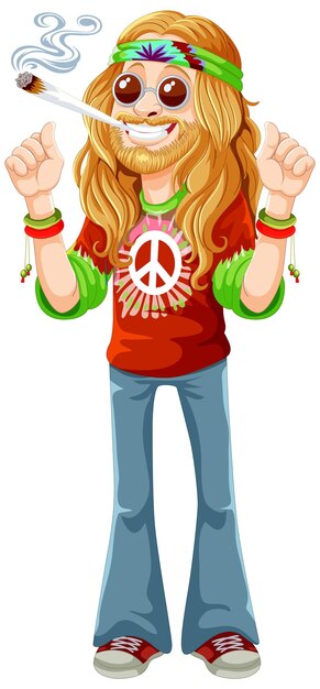 Un personaje hippie que disfruta de la paz