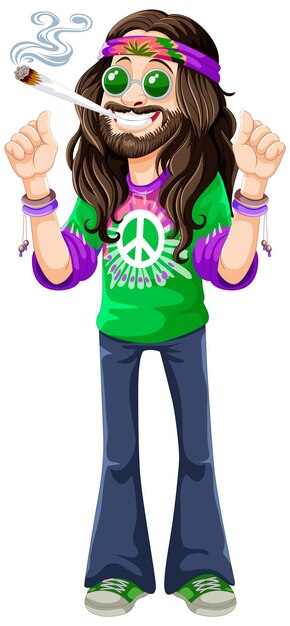 Un personaje hippie que disfruta de las vibraciones pacíficas