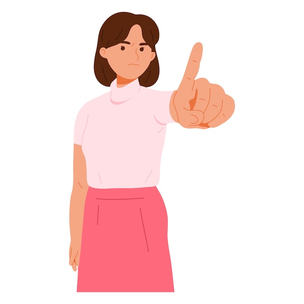 Vector gratuito personaje de ilustración femenina joven sin gesto de mano