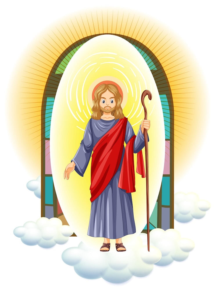 Vector gratuito personaje de jesucristo en estilo de dibujos animados