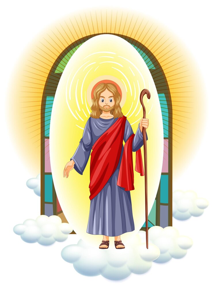 Vector gratuito personaje de jesucristo en estilo de dibujos animados