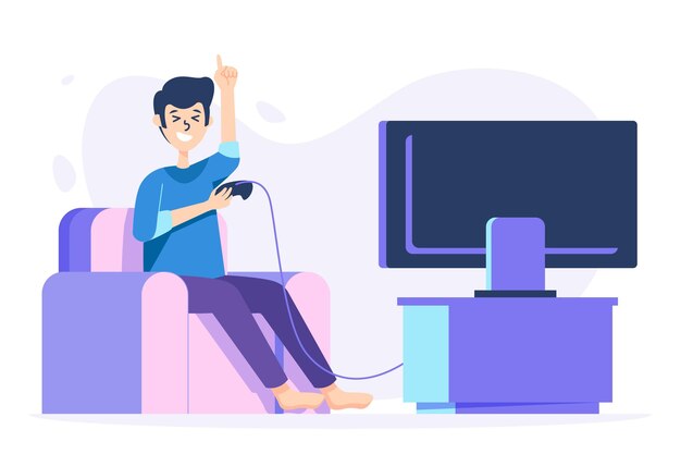 Personaje jugando videojuegos