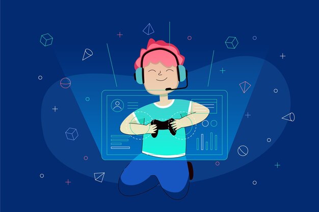 Personaje jugando videojuegos