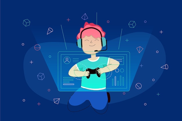 Personaje jugando videojuegos