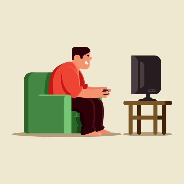 Personaje jugando videojuegos