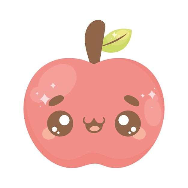 Vector gratuito personaje kawaii de fruta de manzana