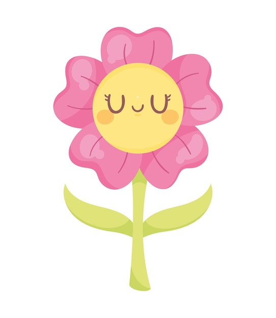 personaje kawaii de jardín de flores