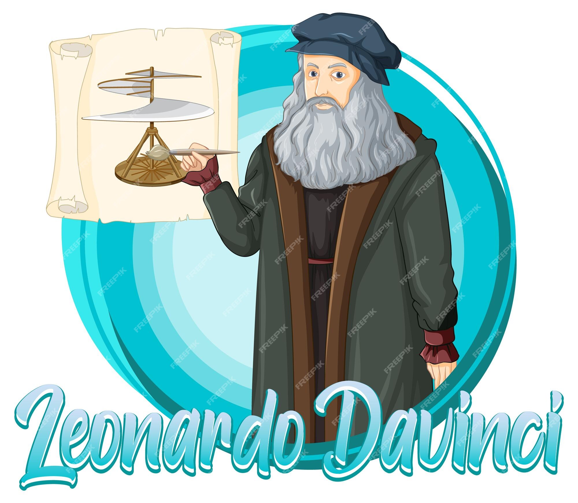 Personaje de leonardo da vinci en estilo de dibujos animados | Vector Gratis