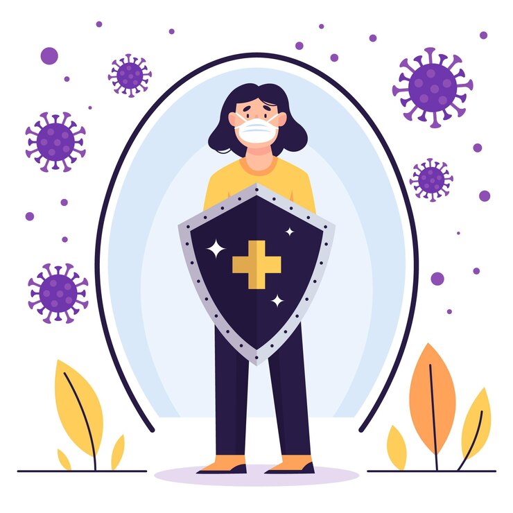 Vector gratuito personaje con máscara y escudo