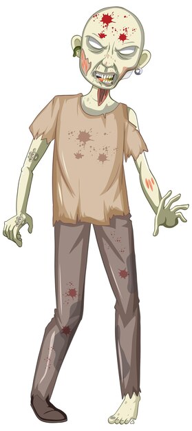 Personaje de miedo zombie sobre fondo blanco