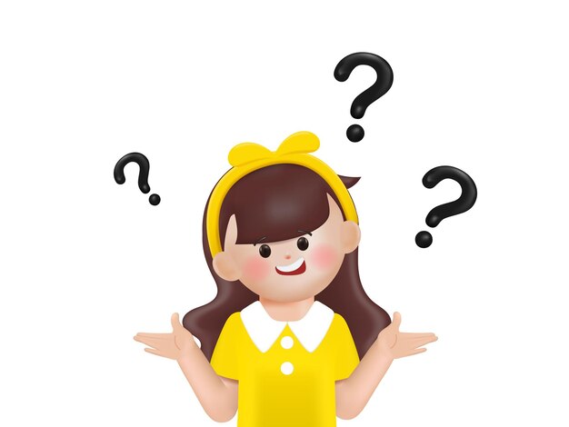 personaje de mujer confundida triste de dibujos animados en 3d diseño de personas de dibujos animados de vector 3d