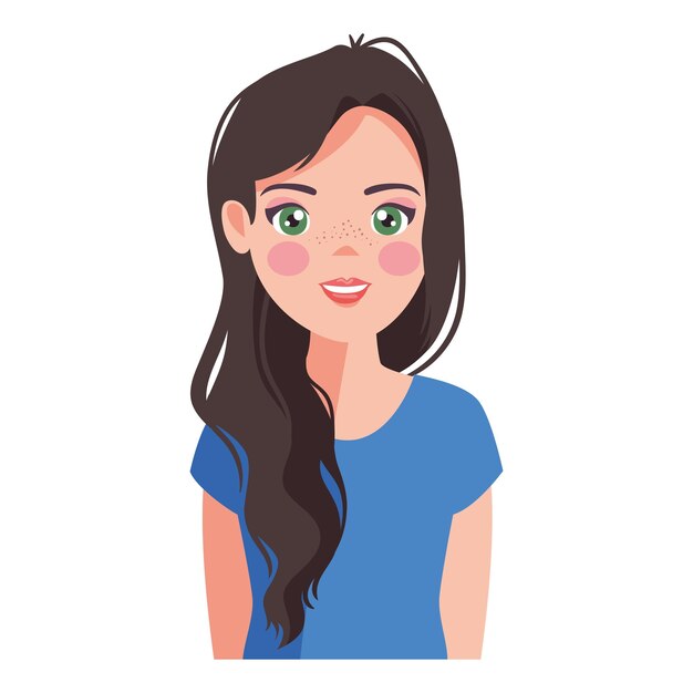 personaje de mujer joven de cabello largo