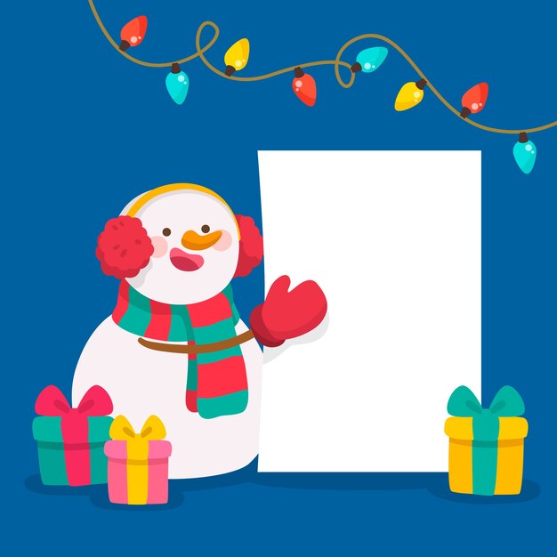 Personaje de Navidad con banner en blanco