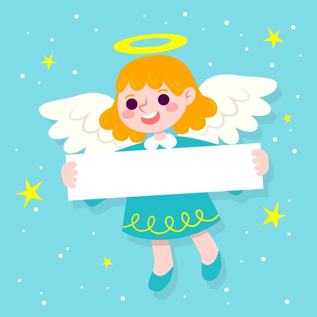 Personaje de Navidad con banner en blanco
