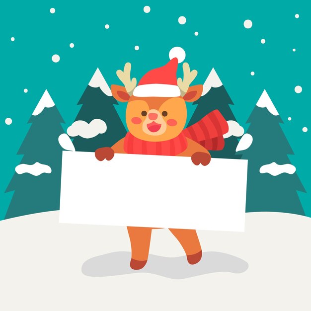 Personaje de Navidad con banner en blanco