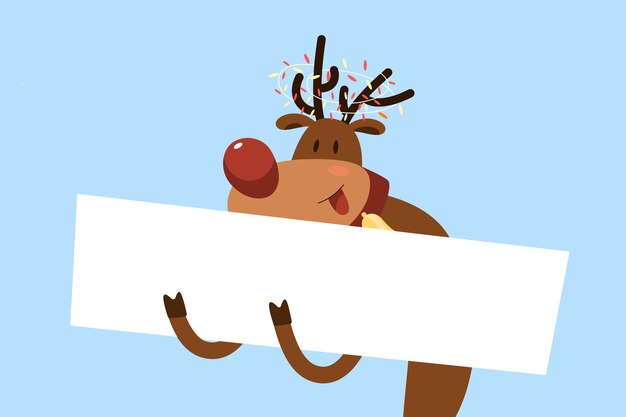 Personaje de Navidad con banner en blanco