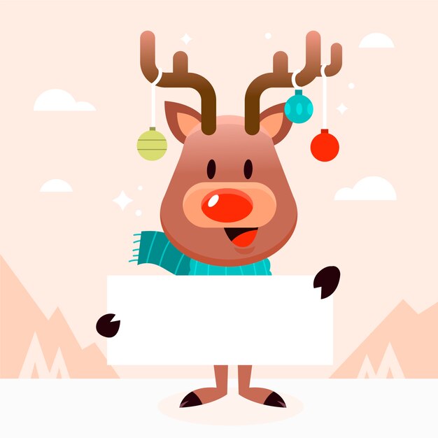 Personaje de Navidad con banner en blanco