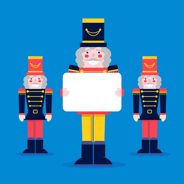 Personaje de Navidad con banner en blanco