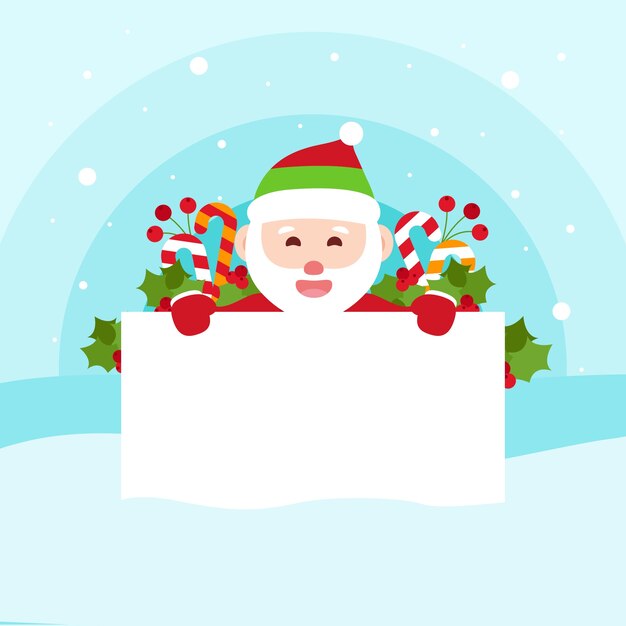 Personaje de Navidad con banner en blanco