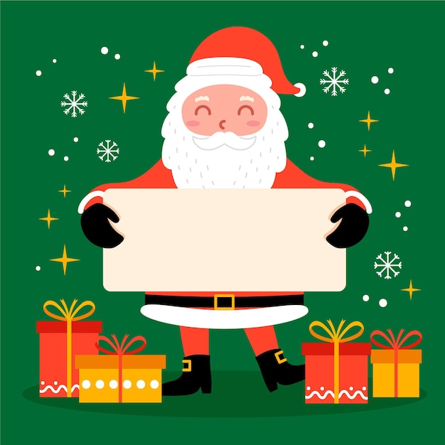 Vector gratuito personaje de navidad con banner en blanco