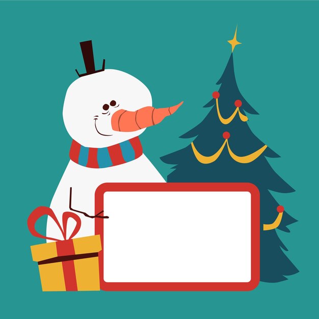 Personaje de Navidad con banner en blanco