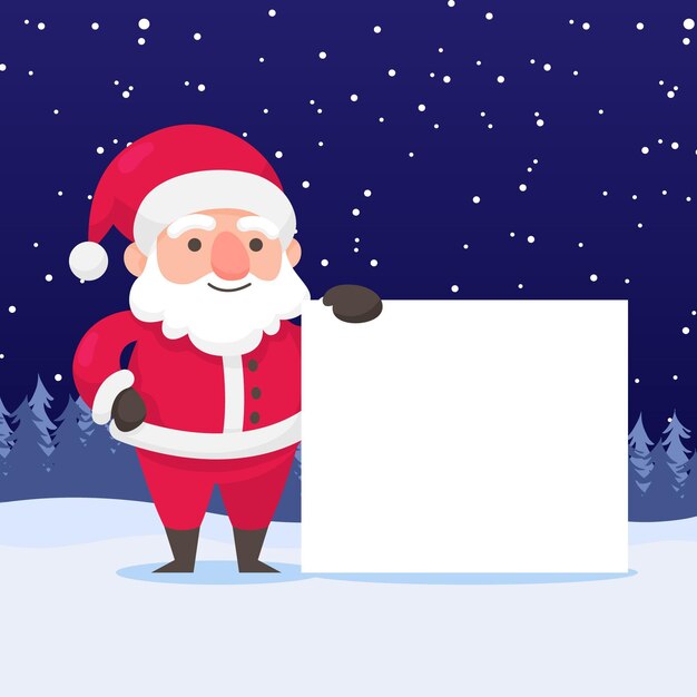 Personaje de Navidad con banner en blanco