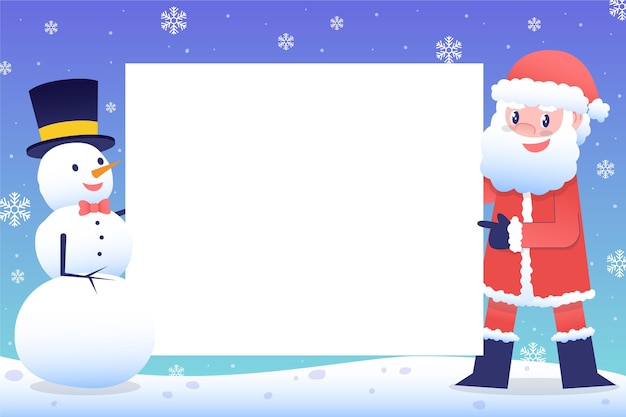 Personaje de Navidad con banner en blanco