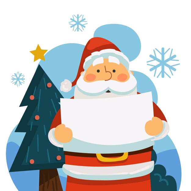 Personaje de Navidad con banner en blanco