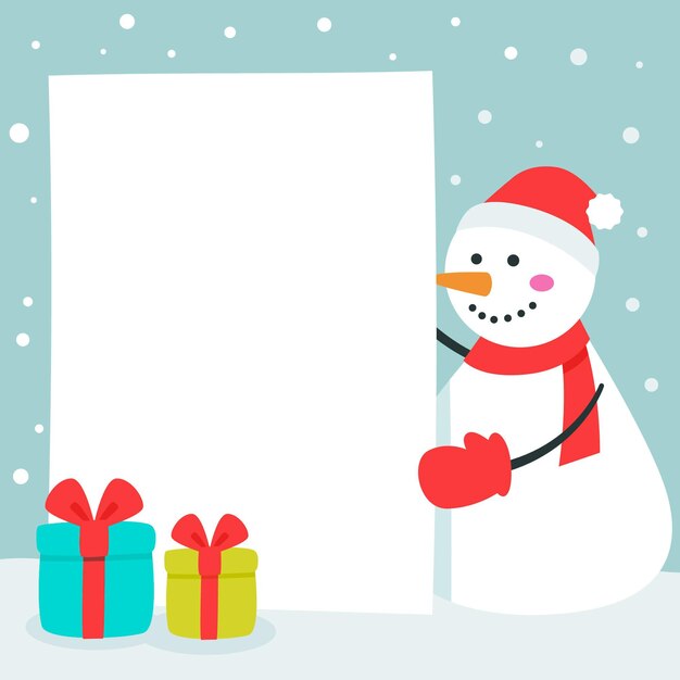 Personaje de Navidad con banner en blanco