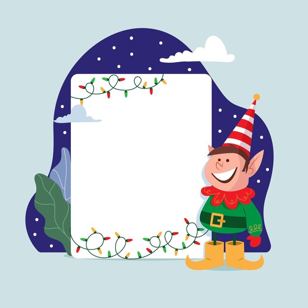 Personaje de Navidad con banner en blanco