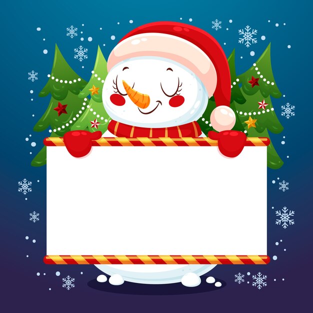 Personaje de Navidad con banner en blanco