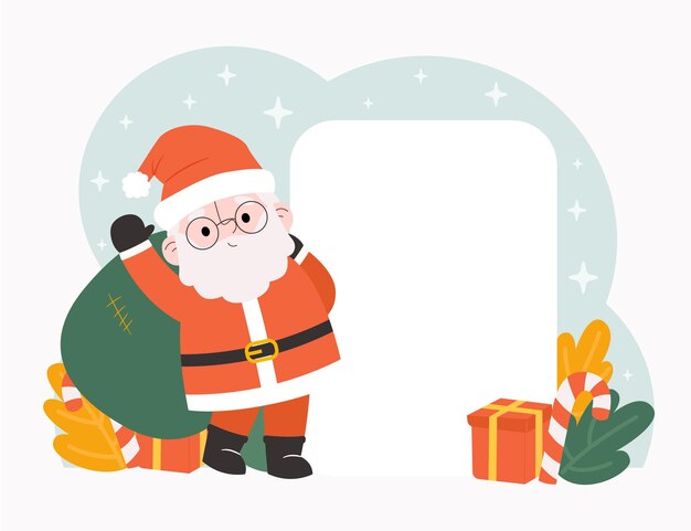 Personaje de Navidad con banner en blanco