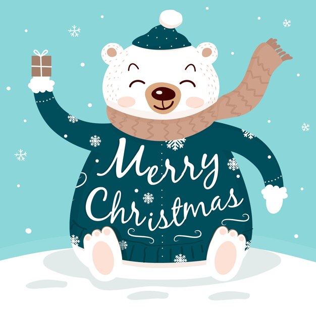 Personaje de Navidad con concepto de letras