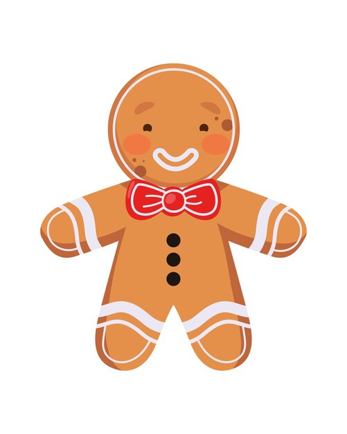 Personaje de Navidad Hombre de pan de jengibre Ilustración aislada