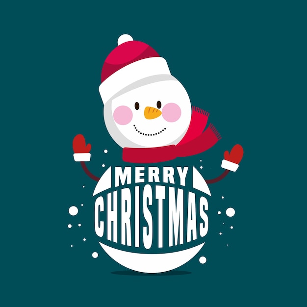 Vector gratuito personaje de navidad con ilustración de letras