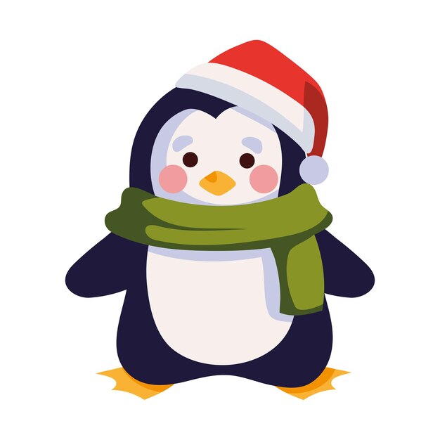 Personaje de Navidad Ilustración de pingüino aislado