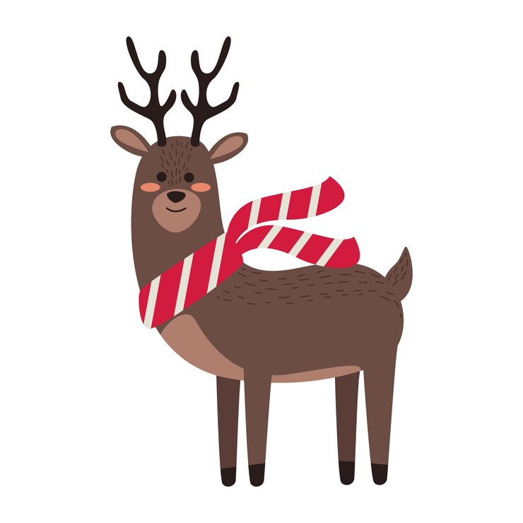 Vector gratuito personaje de navidad ilustración de renos aislada