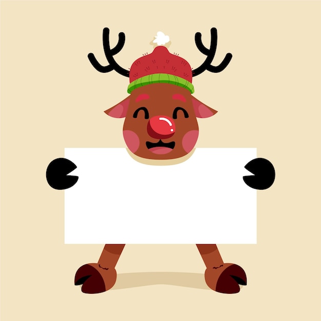 Vector gratuito personaje de navidad plano dibujado a mano sosteniendo pancarta en blanco