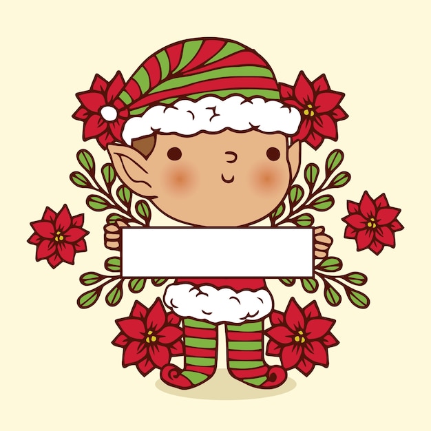 Vector gratuito personaje de navidad sosteniendo pancarta en blanco