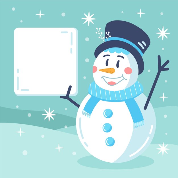 Personaje de Navidad sosteniendo pancarta en blanco